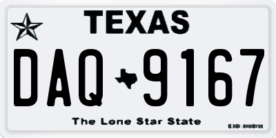 TX license plate DAQ9167