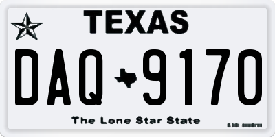 TX license plate DAQ9170