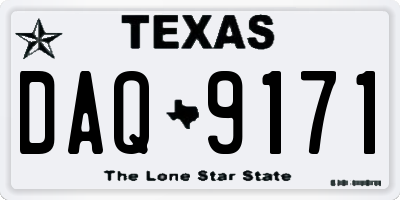 TX license plate DAQ9171