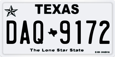 TX license plate DAQ9172