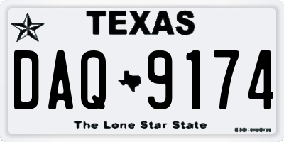TX license plate DAQ9174