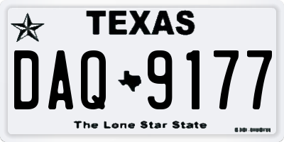 TX license plate DAQ9177