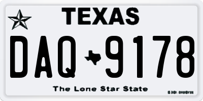 TX license plate DAQ9178