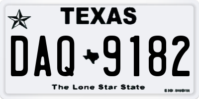 TX license plate DAQ9182