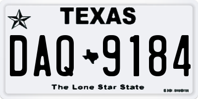 TX license plate DAQ9184
