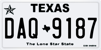 TX license plate DAQ9187