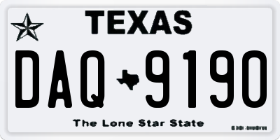 TX license plate DAQ9190