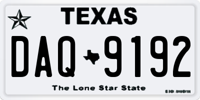 TX license plate DAQ9192