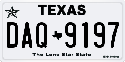 TX license plate DAQ9197