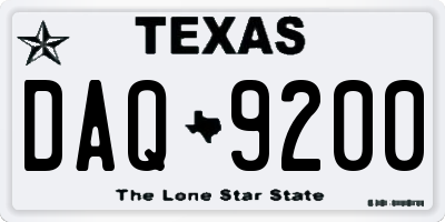 TX license plate DAQ9200