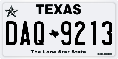 TX license plate DAQ9213