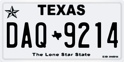 TX license plate DAQ9214