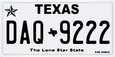 TX license plate DAQ9222