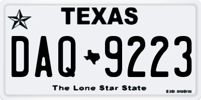 TX license plate DAQ9223