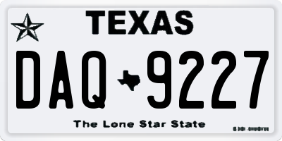 TX license plate DAQ9227