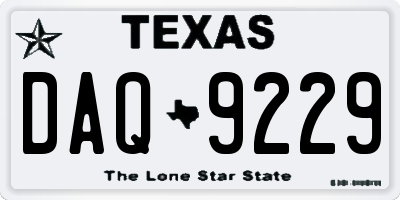 TX license plate DAQ9229