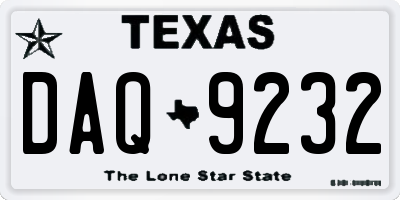 TX license plate DAQ9232