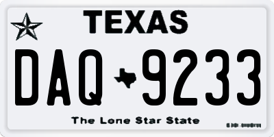 TX license plate DAQ9233