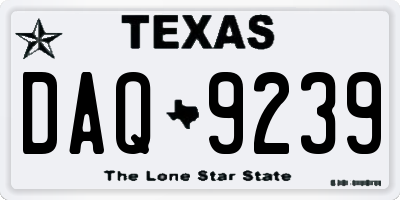 TX license plate DAQ9239