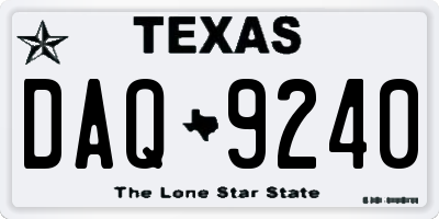 TX license plate DAQ9240