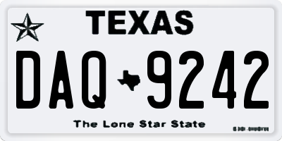 TX license plate DAQ9242
