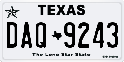 TX license plate DAQ9243