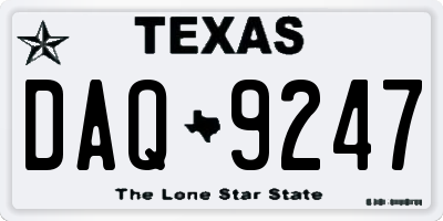 TX license plate DAQ9247