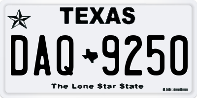 TX license plate DAQ9250