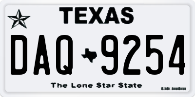 TX license plate DAQ9254