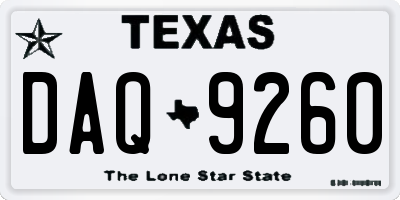 TX license plate DAQ9260