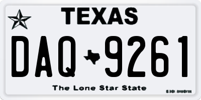 TX license plate DAQ9261