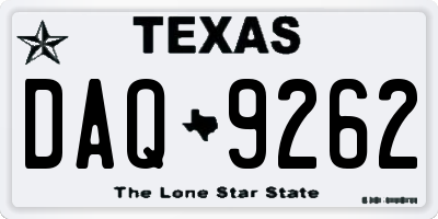 TX license plate DAQ9262