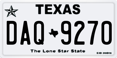 TX license plate DAQ9270