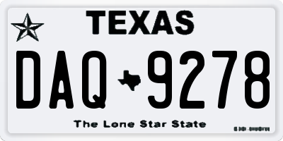 TX license plate DAQ9278
