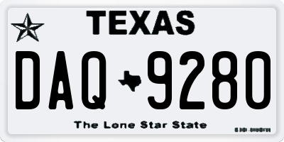 TX license plate DAQ9280