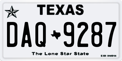 TX license plate DAQ9287