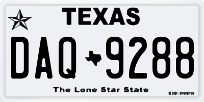 TX license plate DAQ9288