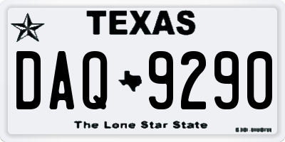 TX license plate DAQ9290