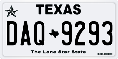 TX license plate DAQ9293