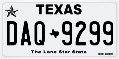 TX license plate DAQ9299