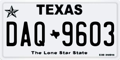 TX license plate DAQ9603