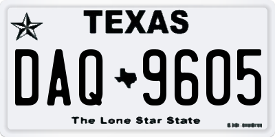 TX license plate DAQ9605