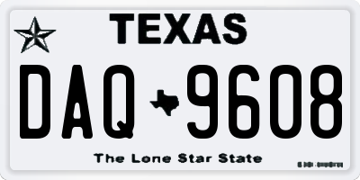 TX license plate DAQ9608