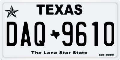 TX license plate DAQ9610