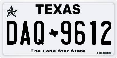 TX license plate DAQ9612