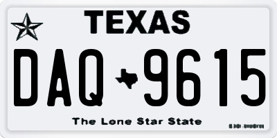 TX license plate DAQ9615
