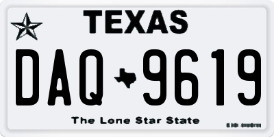 TX license plate DAQ9619