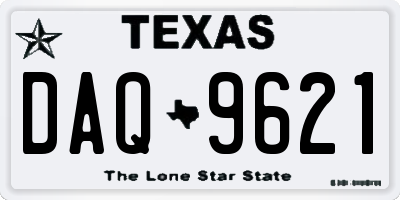 TX license plate DAQ9621