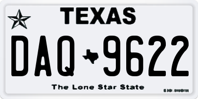 TX license plate DAQ9622