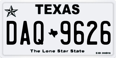 TX license plate DAQ9626